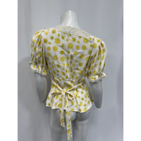 Rixo 'Selva' White Flora Print Top Size XS - Picture 3 of 5